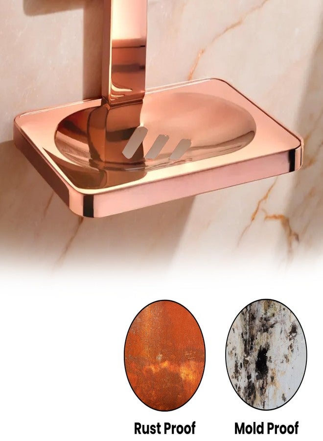 LUXIUR Soap Stand for Bathroom and Kitchen Sink, 304 Stainless Steel Soap Case for Wall Mount, Soap Dish, Soap Holder, Rose Gold - Image 4